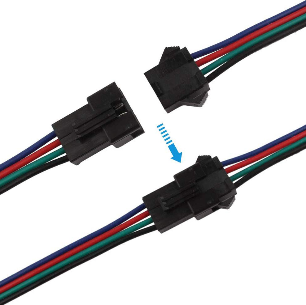 4 Pin JST SM Connector LED Power Male to Female SM Wire Cable Adapter for 3528 5050 LED Light Strip 4 Pin JST SM Connector LED Power Male to Female SM Wire Cable Adapter for 3528 5050 LED Light Strip